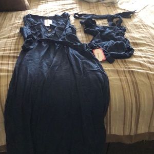 Mommy and Me Navy Cotton maxi dress.